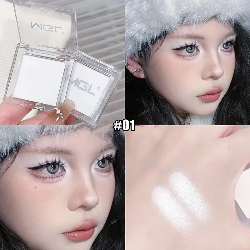 Paleta de sombra monocromática branca fosca, natural 3d, iluminador, pó, longa duração, maquiagem para os olhos