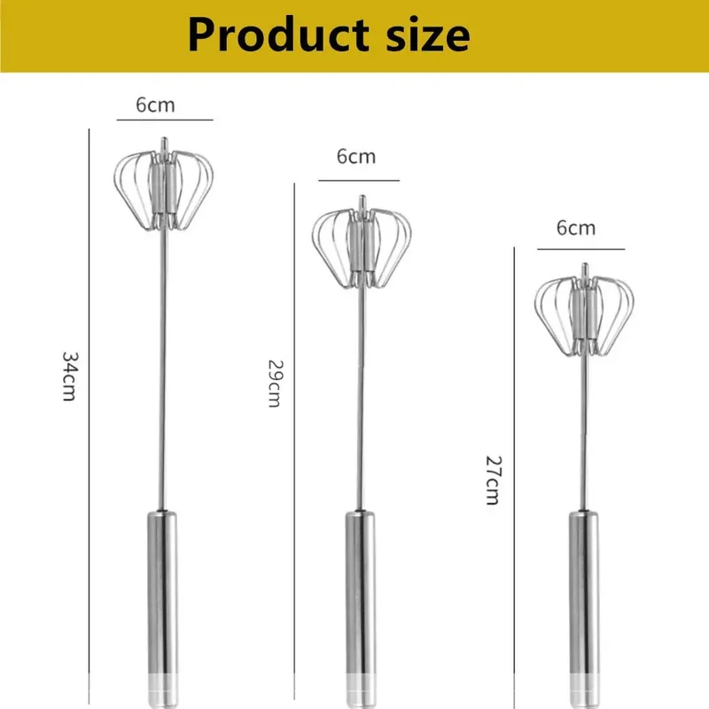 Batedor de ovos rotativo semiautomático, doméstico, aço inoxidável, utensílios de creme, batedor, misturador manual, ferramenta de cozinha