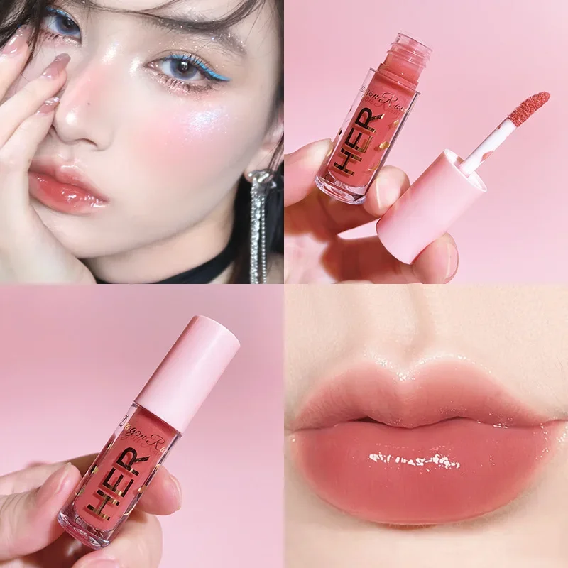 Batom líquido à prova d'água, 8 cores, hidratante, longa duração, brilhante, brilho labial, maquiagem natural, gelatina, cosméticos brilhantes
