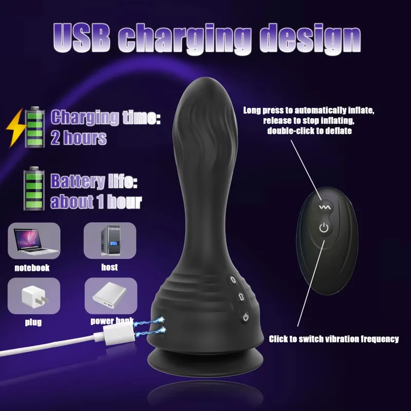 Vibrador inflável com controle remoto, plug anal com 10 modos de balanço, ventosa, massageador de próstata, brinquedo sexual anal para mulheres — image 5