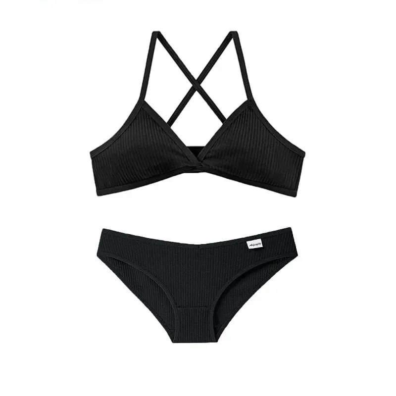 Kit de calcinha de algodão com copo triangular francês, roupa íntima respirável sem fio