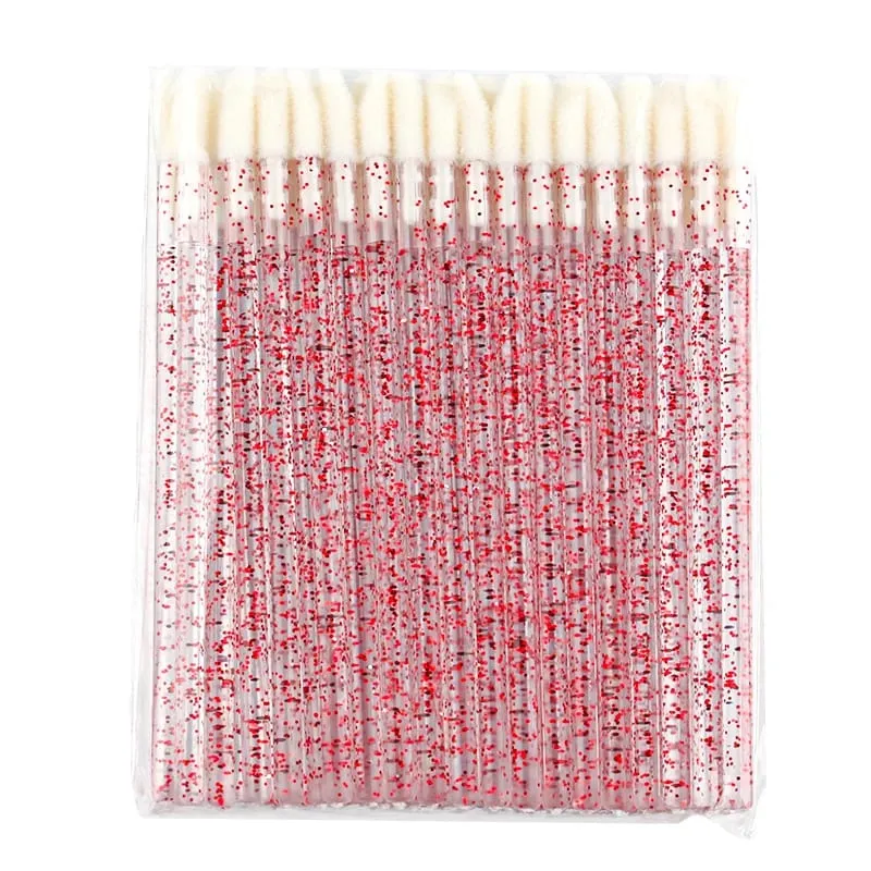 50 pçs escova de lábio cristal cílios extensão escovas rímel aplicador batom varinhas conjunto feminino pincéis de maquiagem ferramentas