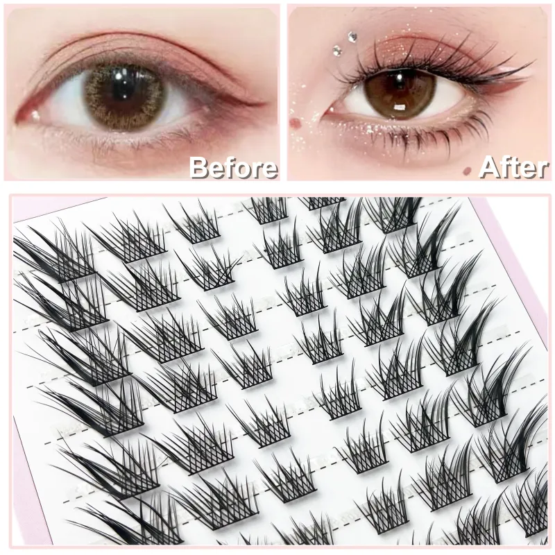 Cluster Lashes Natural Eyelash Extension Fluffy Fox Eye Lashes Mixed Tary Large Capacity Anime Lashes DIY Eyelash Cluster