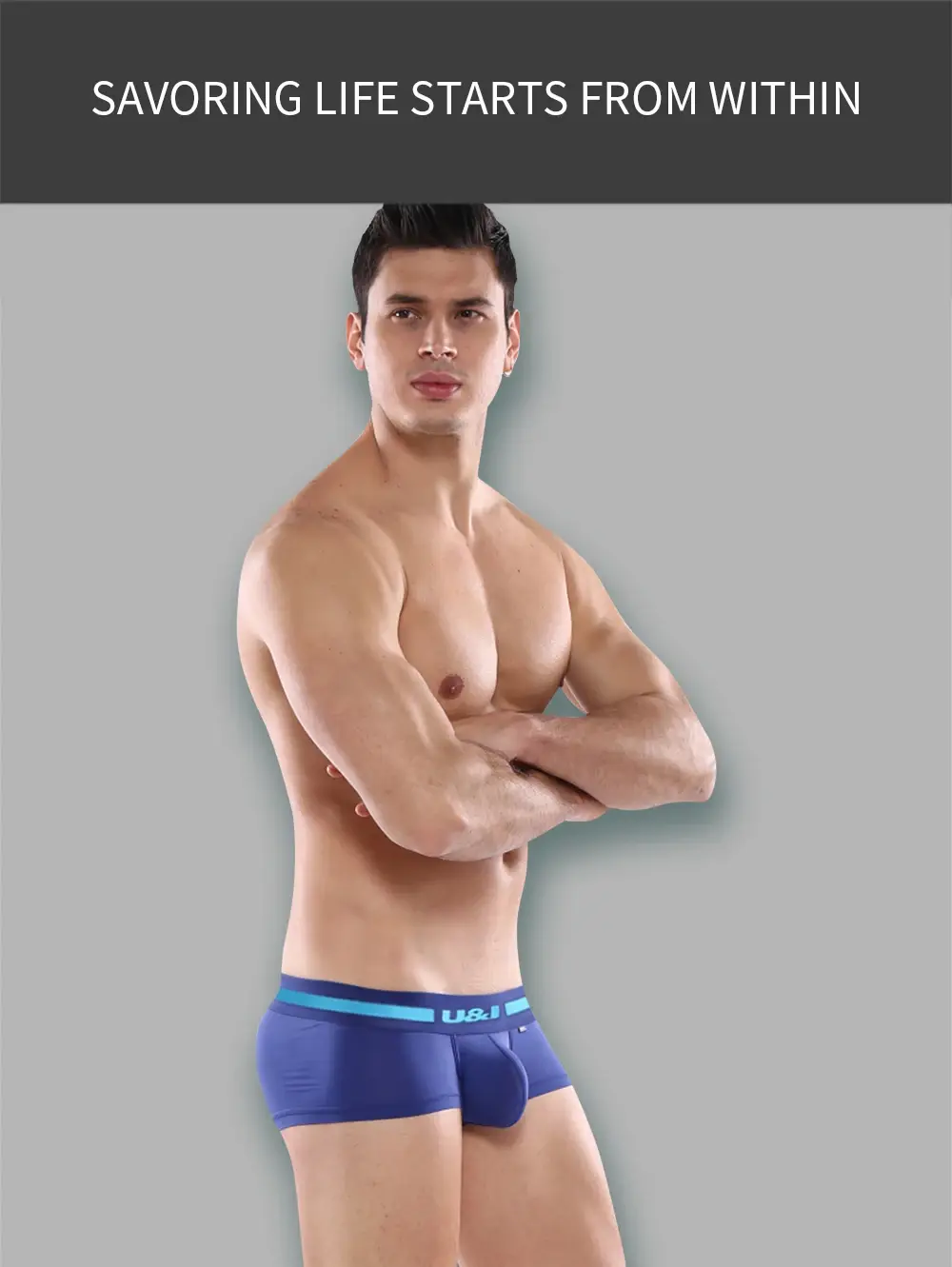 U&I men's underwear boxer low-waist nylon ultra-thin slightly transparent u convex design trendy personality summer boxer