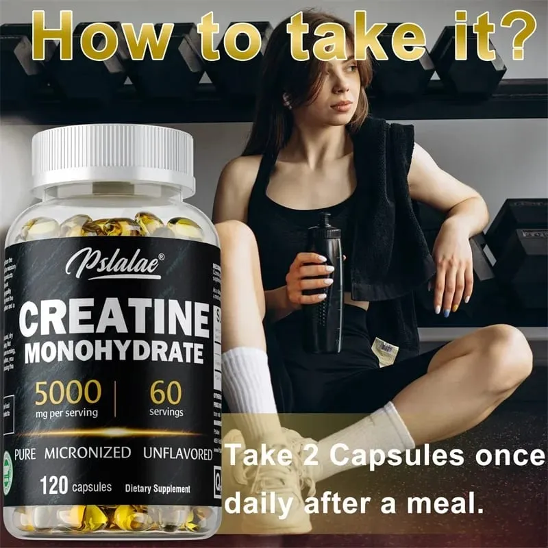 Creatine Monohydrate Capsule - Enhance Muscle Strength Relieve Fatigue Promote Energy Production and Improve Performance