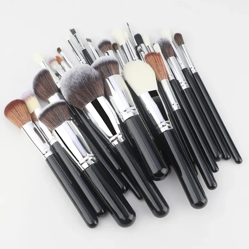 30 pçs conjuntos de pincéis de maquiagem artistas profissionais usando pincéis de mistura de contorno de olho angular alta qualidade escova branca personalizada
