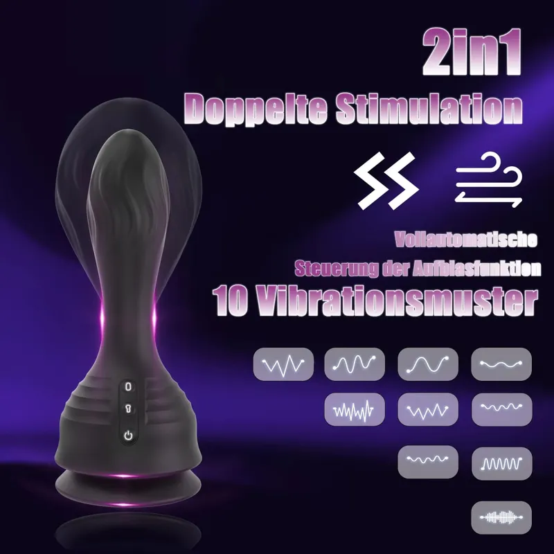 Vibrador inflável com controle remoto, plug anal com 10 modos de balanço, ventosa, massageador de próstata, brinquedo sexual anal para mulheres — image 2