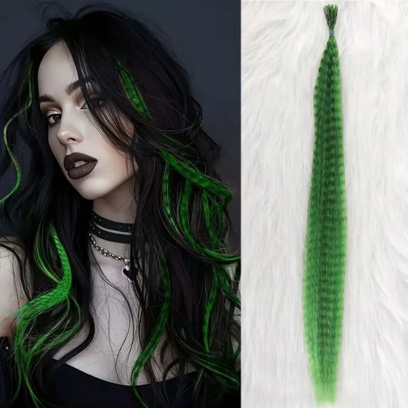 10-Piece Rainbow Synthetic Feather Extensions Multicolor 16-Inch Hair Add-ons Suitable for Women