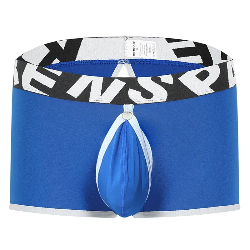 Mens Sexy Boxer Underwear Open Back Underpants Removable U Convex Pouch Panties Middle Waist Knickers
