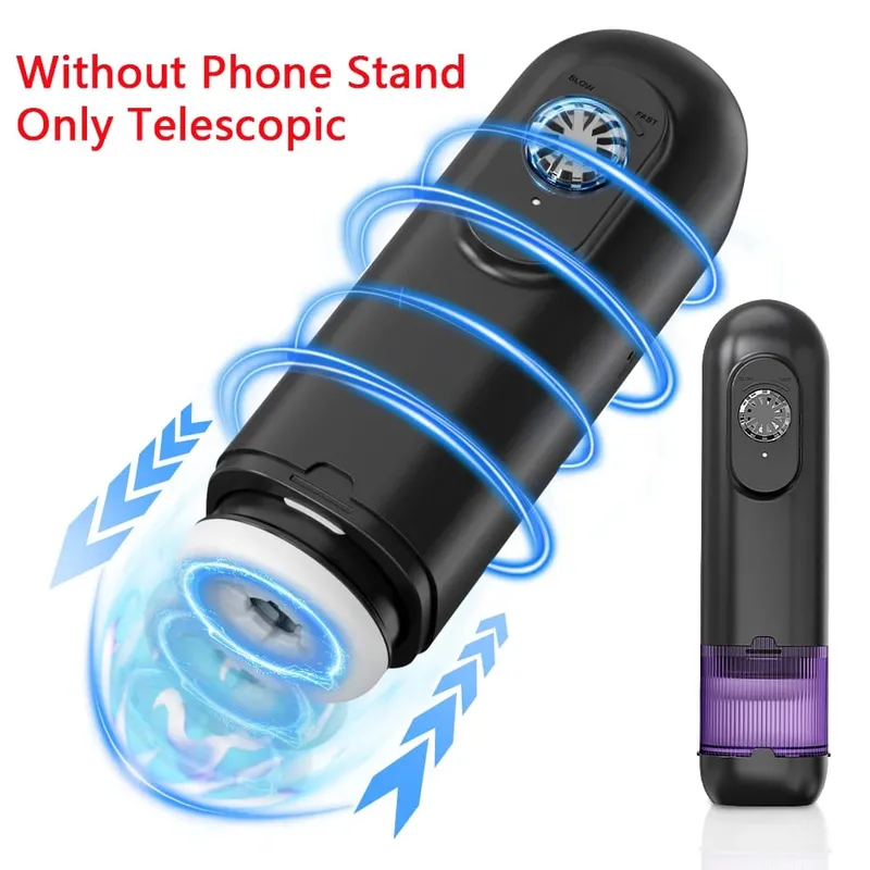 Masturbador automático para homens, rotação telescópica, copo de masturbação com alça, suporte para telefone, produtos adultos, brinquedo sexual para homens 18 +