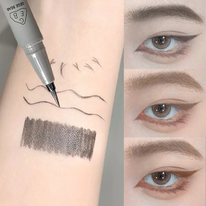 Waterproof Quick Dry Liquid Eyeliner Pen Ultra-fine Matte Black Brown Lasting Lying Silkworm Eyeliner Pencil Natural Eyes Makeup