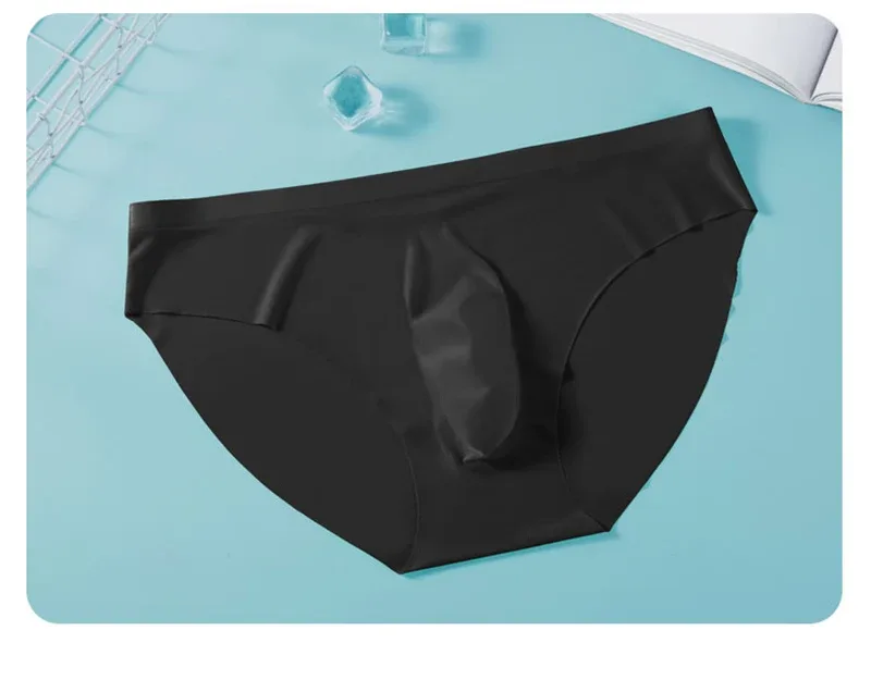 3PCS/lot Men's Ice Silk Briefs Ultra-thin Transparent Seamless Underpants 3D Pouch Sexy Quick Dry Breathable Underwear Panties