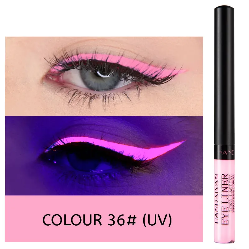 Caneta delineadora neon com luz uv, maquiagem para olhos, vermelho, à prova d'água, cor líquida, lápis de maquiagem, cosméticos, amarelo, fosco, roxo