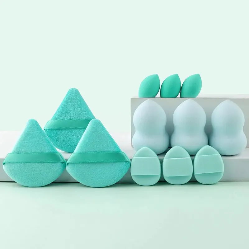 Conjunto de esponja de maquiagem portátil, 12 peças, base portátil, sopro cosmético para corretivo facial, mistura de beleza, creme líquido, potência