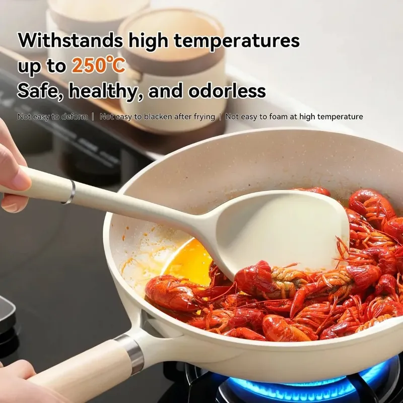 Novo utensílio de cozinha melhorado, conjunto de 3 peças, espátula de silicone, colher de arroz e sopa, resistente ao calor, ferramentas de cozinha antiaderentes
