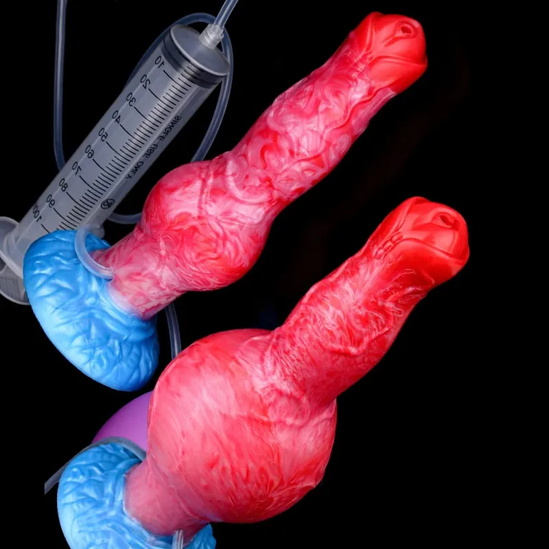 Ejaculação anal plug cão/lobo vibrador inflável grande nó pênis com função de esguicho forte otário brinquedo sexual para mulher — image 4
