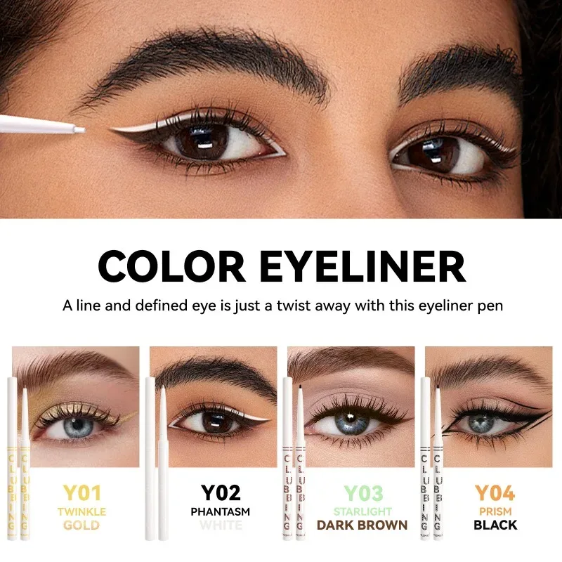 Lápis de delineador preto e branco à prova d'água, de longa duração, à prova de manchas, para maquiagem de olhos ousada, fórmula de fácil deslizamento, cosméticos