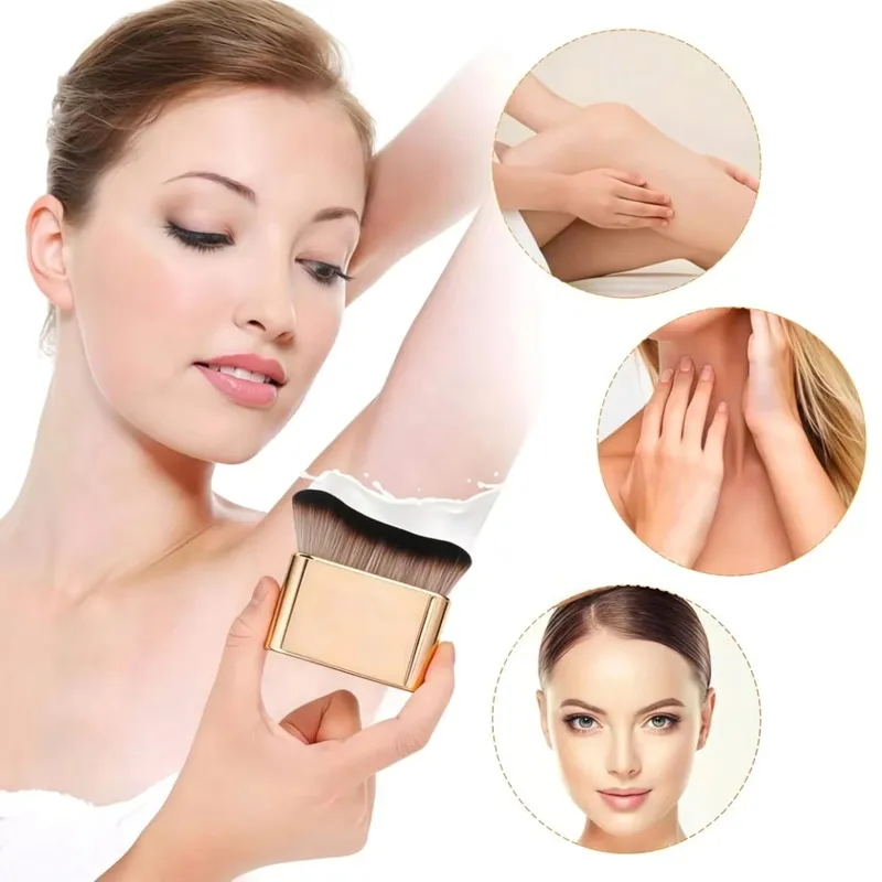1 pincel de base em ouro rosa para bronzeamento, mistura de base, blush, sombra, bronzeador e base no rosto e pescoço com cerdas altas e baixas