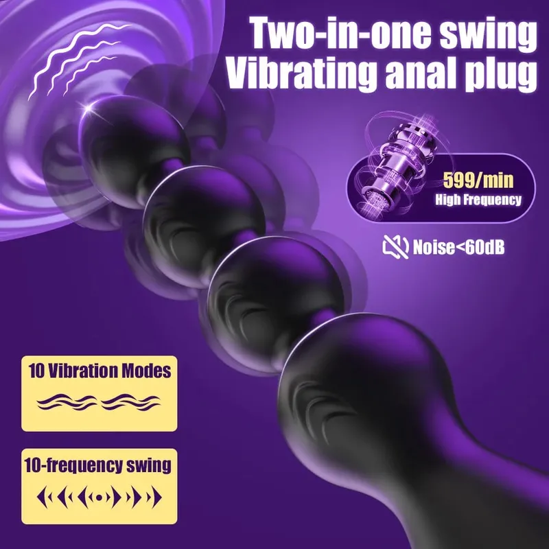 Vibrador anal rotativo 360 ° para homens, massageador de próstata, plugue anal, bolas anais, masturbador gay masculino, brinquedos sexuais para adultos