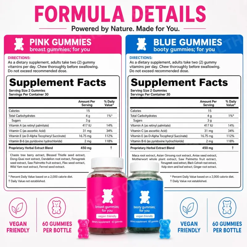 Top&Peach Support Combo Pack Gomas multivitamínicas para mulheres inclui extratos de ervas e vitaminas essenciais sem glúten 60 contagens