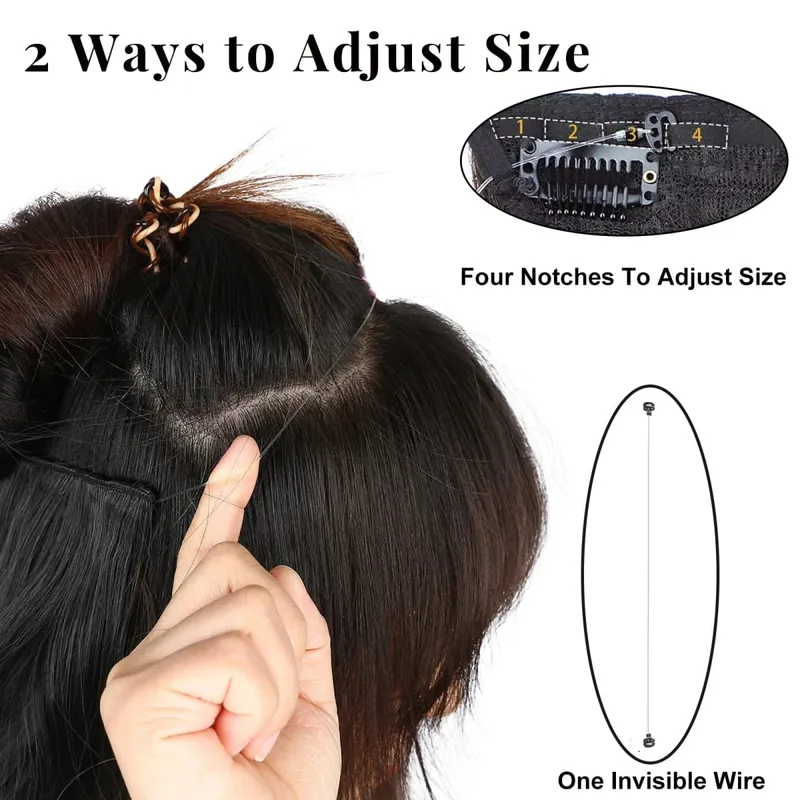 Extensões de cabelo de fio invisível sintético longo 4 clipes em onda encaracolado peruca para mulheres 20 Polegada extensões de cabelo de linha de peixe secreto