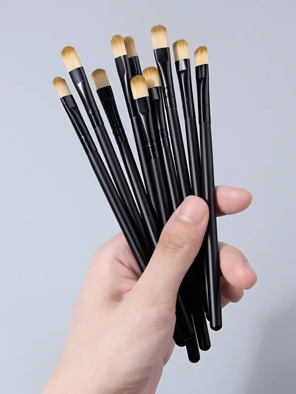 10 pçs olhos pincéis de maquiagem conjunto profissional macio contorno sombra delineador sobrancelha escova feminino beleza facial ferramenta cosmética