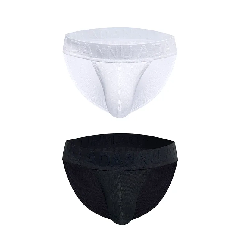Cueca convexa de algodão com nervuras, confortável para a pele, sensação nua, letra em relevo, cintura larga, roupa íntima de ajuste fino