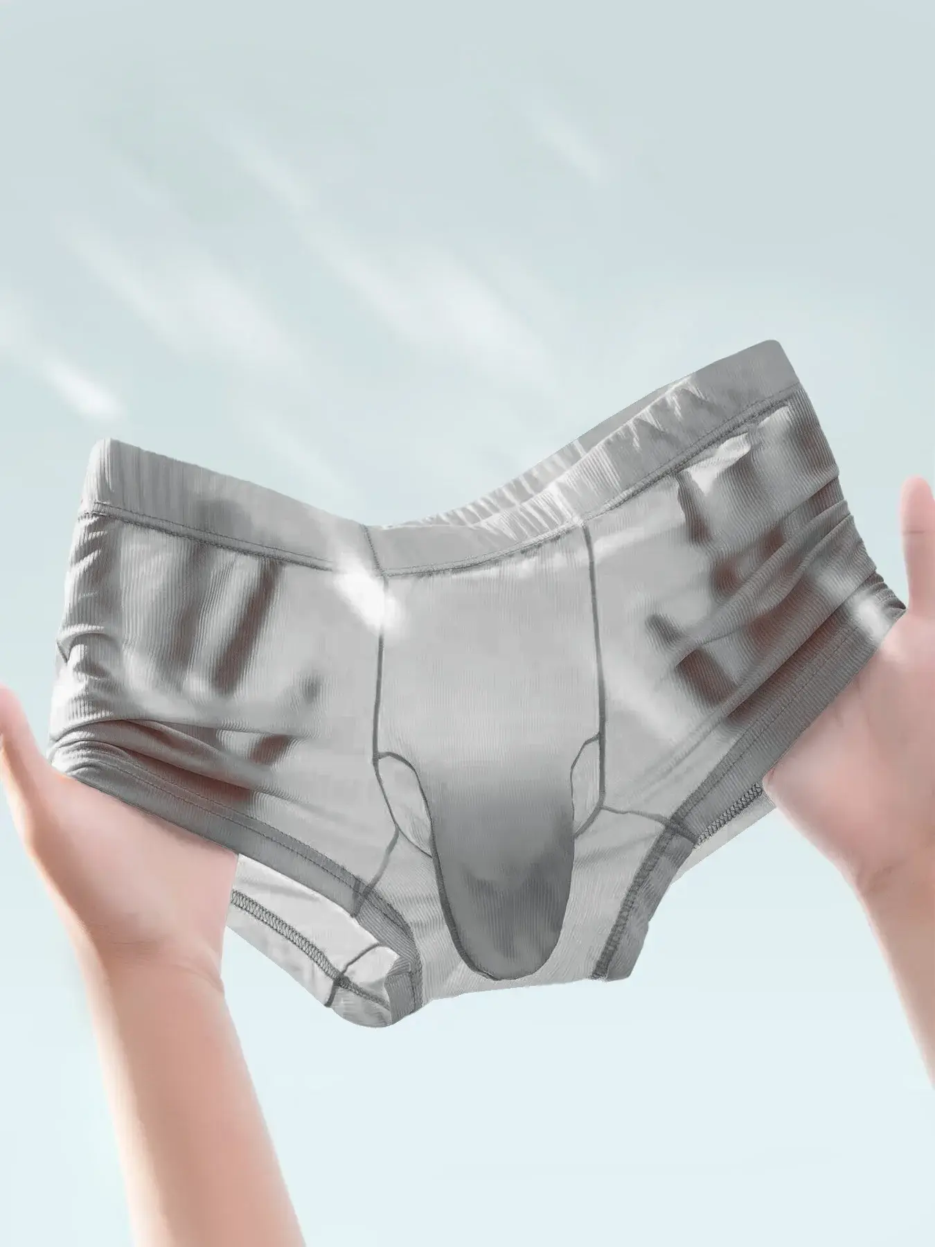 Cuecas boxer transparentes masculinas, roupa íntima sexy ultrafina, transparente, calcinhas de seda gelada, suave e brilhante, lingerie — image 13
