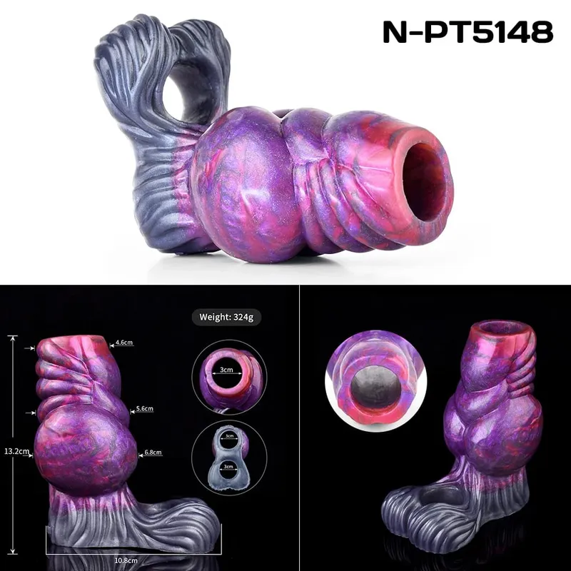 Multi-type Open-ended Fantasy Hollow Dildo Silicone Cock Sheath Male Penis Sleeve With Anti-drop Ring Adult Sex Toys 18+