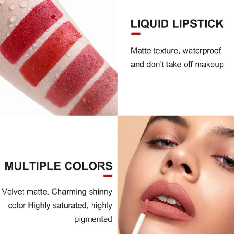 Women's 2-in-1 Lipstick Set with Lip Liner Waterproof Long-lasting Korean Makeup Matte Finish Cosmetics Kit Free Shipping