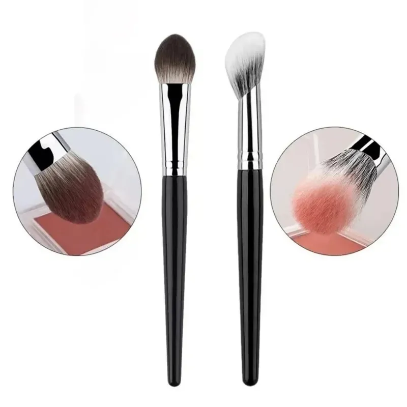 1/2 pçs mini pêssego coração blush escova pequena plana precisa rosto escova multi uso para pó creme líquido blush beleza maquiagem presente