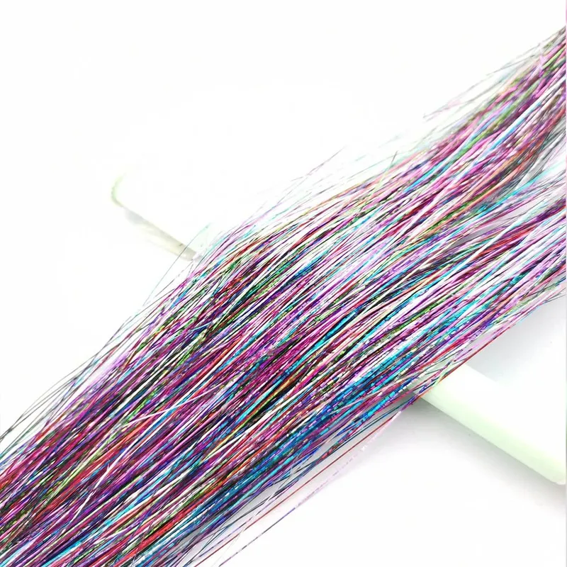 Extensões de cabelo sintéticas brilhantes, 93/120cm, fios coloridos de arco-íris, para meninas, cabelo, decoração falsa a laser