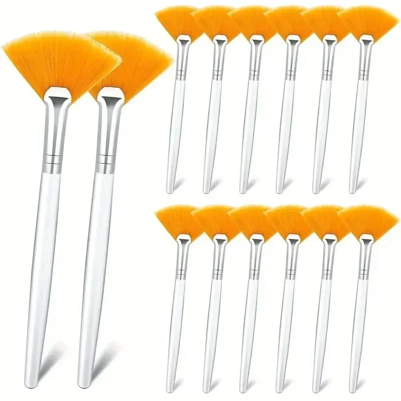 3/6/12 pçs pincéis faciais práticos forma de leque escova cabeça plana aplicador de máscara facial macio portátil escovas ferramentas cosméticas