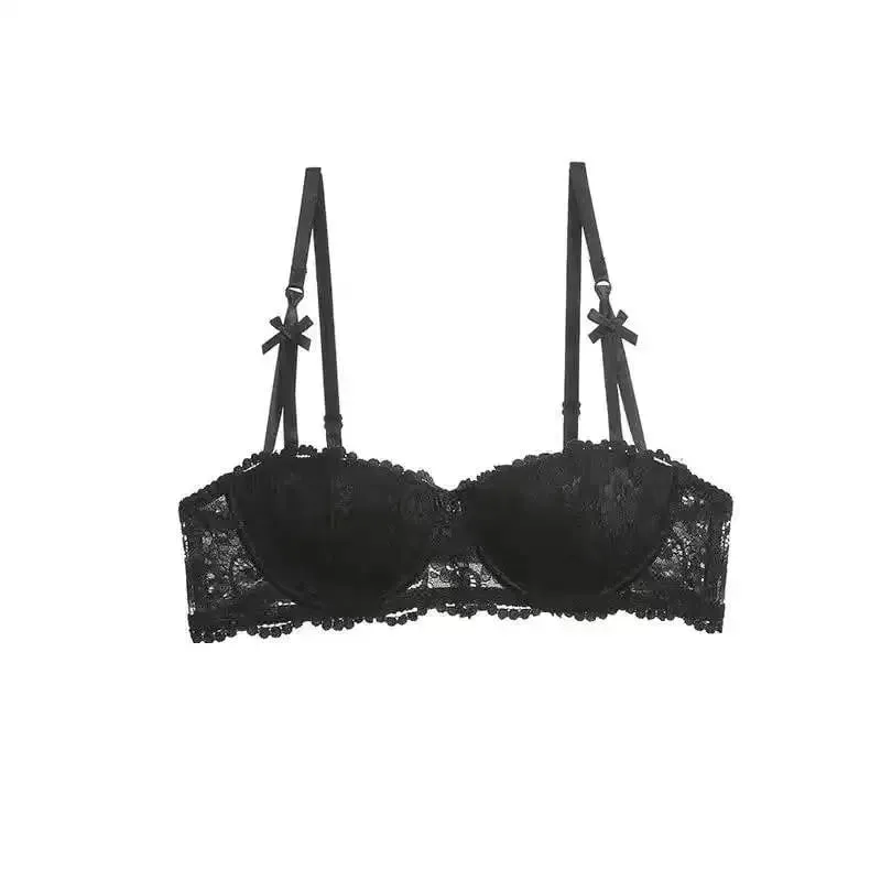 Sutiã de renda francesa meia xícara ultrafino compacto sutiã pequeno kawaii lingerie sexy push up estilo japonês design minimalista para mulheres — image 8