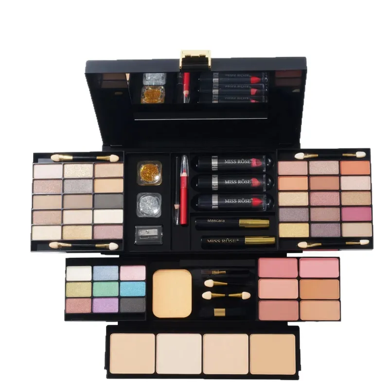All in One Makeup Palette Set Combination of Eyeshadow Lip Gloss Lipstick Blush Highlight Powder in Compact Kit