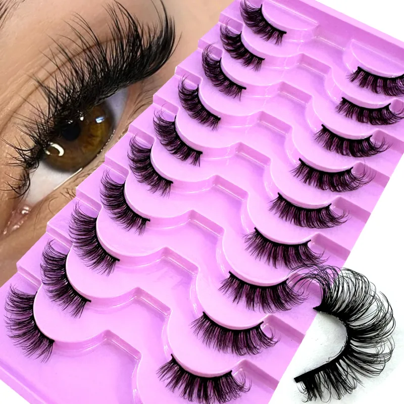 Half Lashes 10 Pairs Half Lashes Soft Natural Cat Eye Lashes Makeup Tool Fake Eyelashes Extension Fluffy Faux Cils