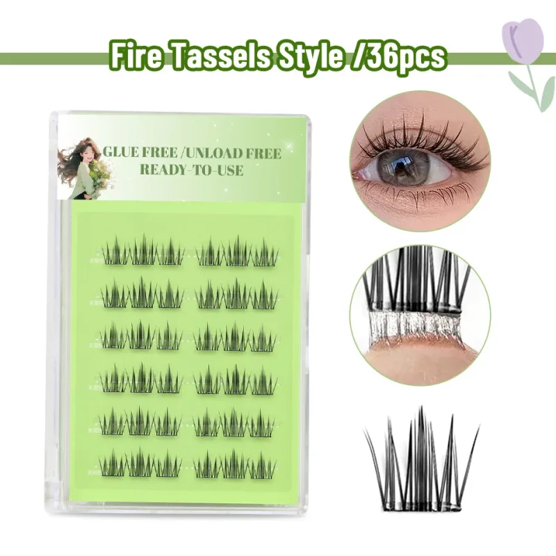 Colorful Fox DIY Segmented False Eyelashes Cluster Reusable Enlarge Eye Daily Use Multi Style Fusion Colorful DIY Cluster Lashes