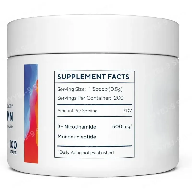 NMN (mononucleotídeo de nicotinamida) em pó 100g 500mg por porção de alta pureza, dissolução rápida, energia diária vegana e bem-estar