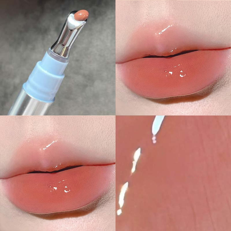 Espelho aguado essência brilho labial de longa duração não-pegajoso plumping batom líquido geléia lábio esmalte maquiagem hidratante lábios matiz