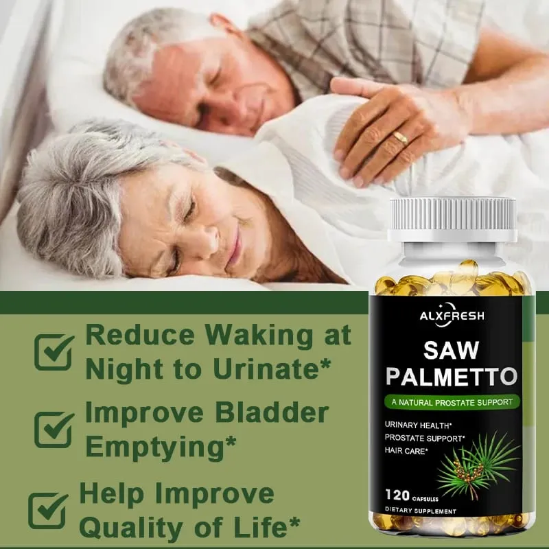 Alxfresh Saw Palmetto apoia a função antioxidante da próstata e a saúde do trato urinário para apoiar o crescimento do cabelo na saúde dos homens