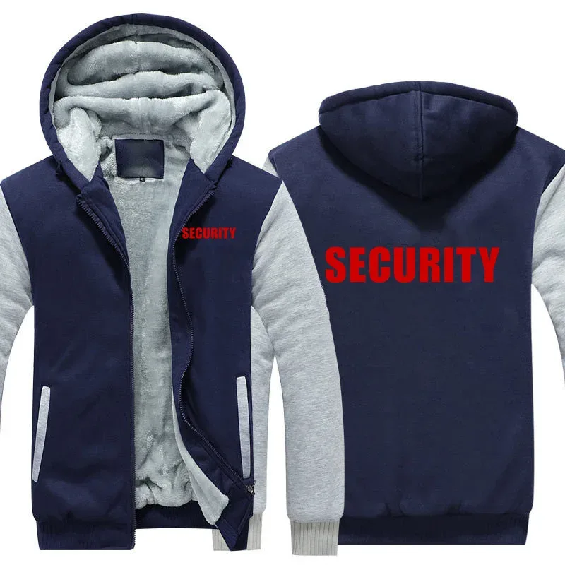 Security Hoodies Men Cool Winter Thicken Wool Liner Security Professional Work Clothes Sweatshirts Pullover Jacket