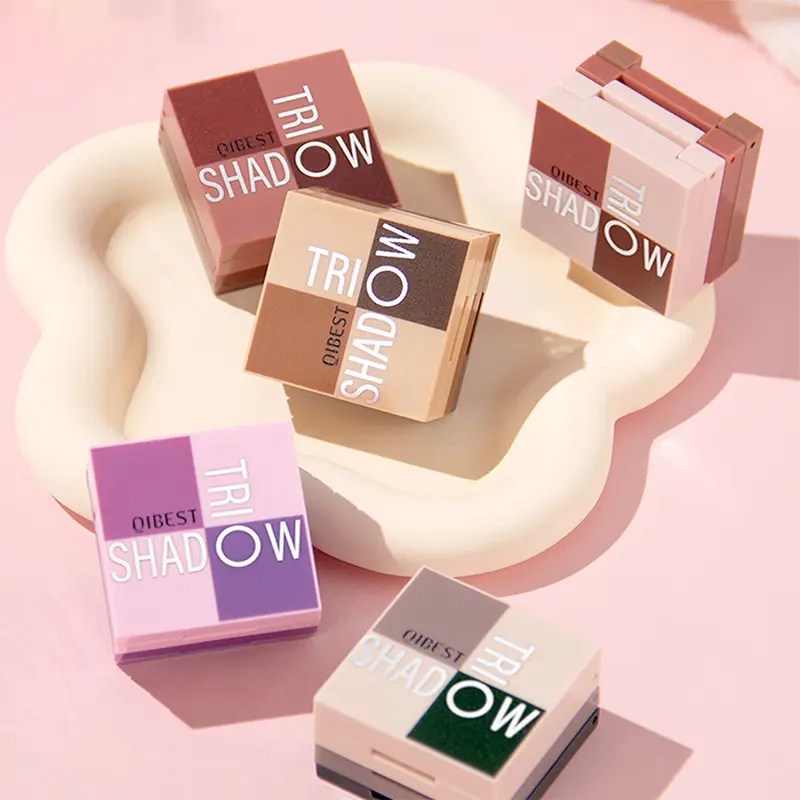 Paleta de sombras três em um, maquiagem portátil, acabamento fosco e brilhante, tom neutro multifuncional, fácil de misturar, 1 peça