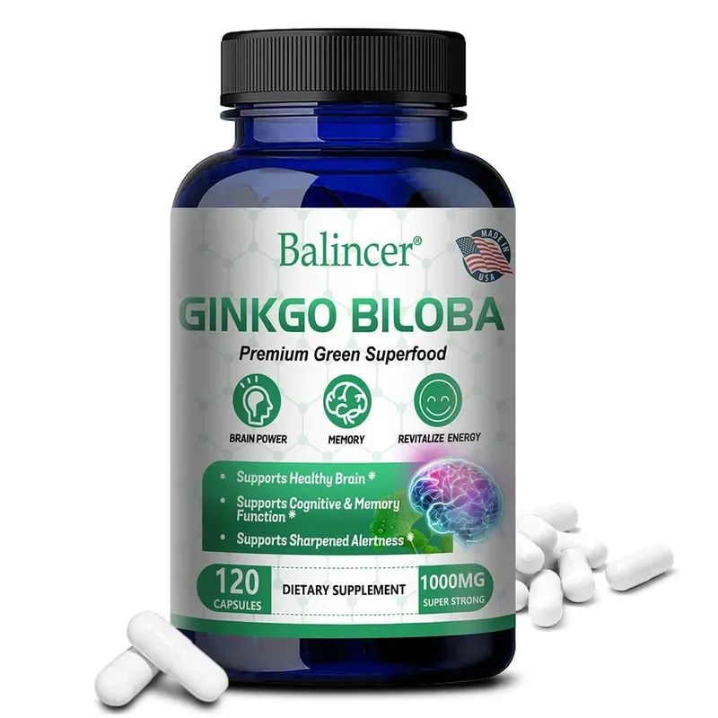 Força Extra de Ginkgo Biloba 1000 mg por porção - apoia a função cerebral e a memória 120 cápsulas vegetarianas