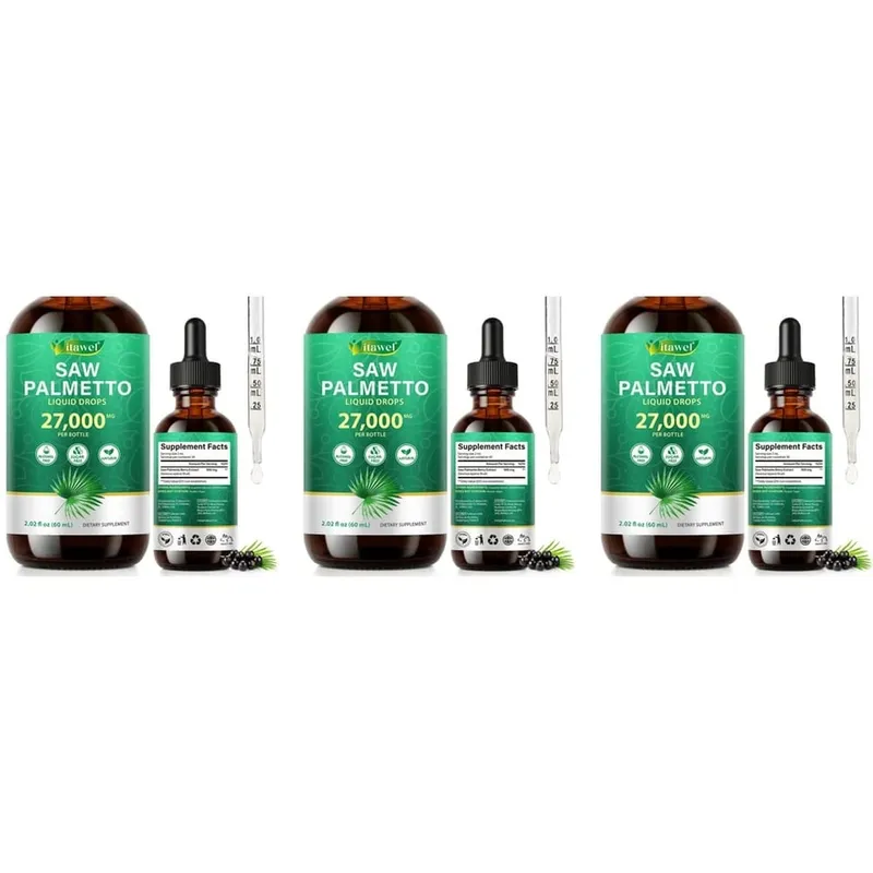 Itawel Saw Palmetto Gotas Líquidas Suporte à Saúde da Próstata Função Urinária Suporte OGM Livre de Parabenos Livre de Açúcar Vegan 60 ML