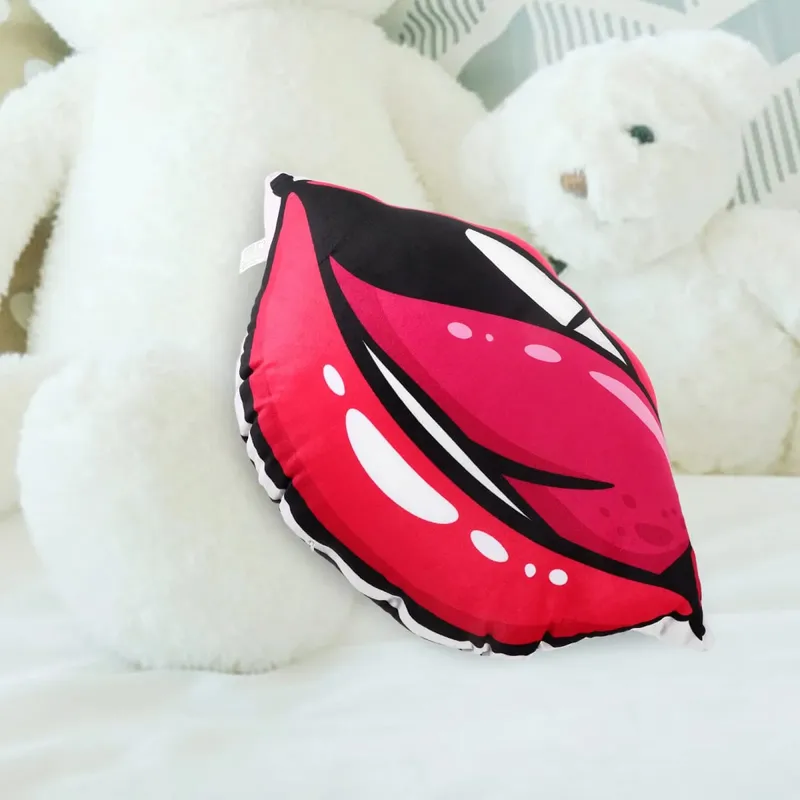 Red Lip Series Double-Sided Digital Print Lip Pillow Removable Cover Decorative Throw Pillow for Couch Bedroom Living Room