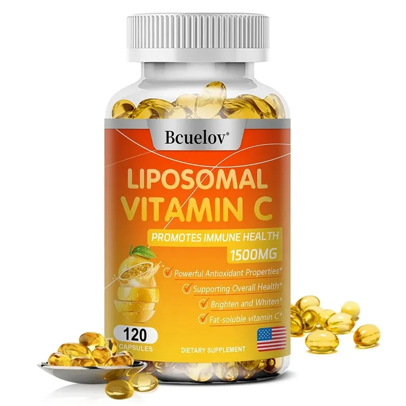 Cápsulas lipossomais de vitamina C, poderoso antioxidante, promove a produção de colágeno e apoia a saúde da pele 1500mg
