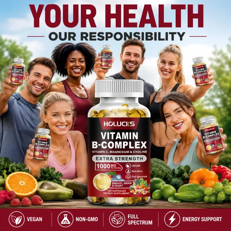 Suplemento de complexo de vitamina B, rico em B1 B2 B3 B5 B6 Biotina, força, suporte energético, cérebro e coração, promove o metabolismo