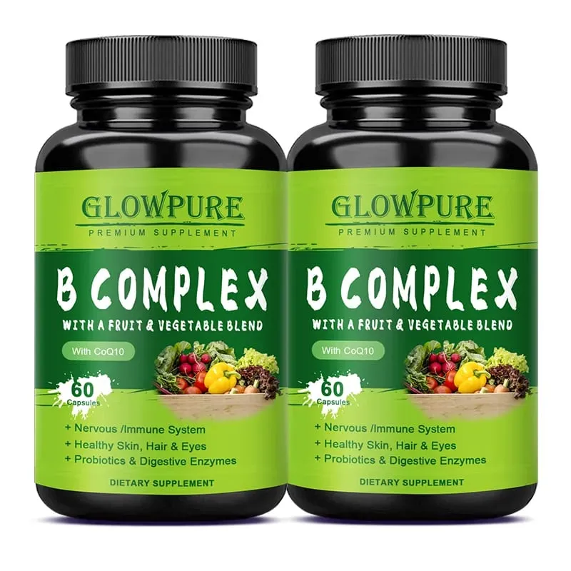 Vitaminas do Complexo B para Sistema Nervoso e Energia - Apoia a Imunidade, Saúde do Coração, Cabelo, Pele e Unhas