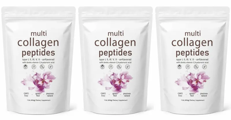 Multi Peptídeos de Colágeno em Pó 454g Mistura de Colágeno Sem Sabor com Vitamina C Biotina Ácido Hialurônico Pele Cabelo Unhas Suporte