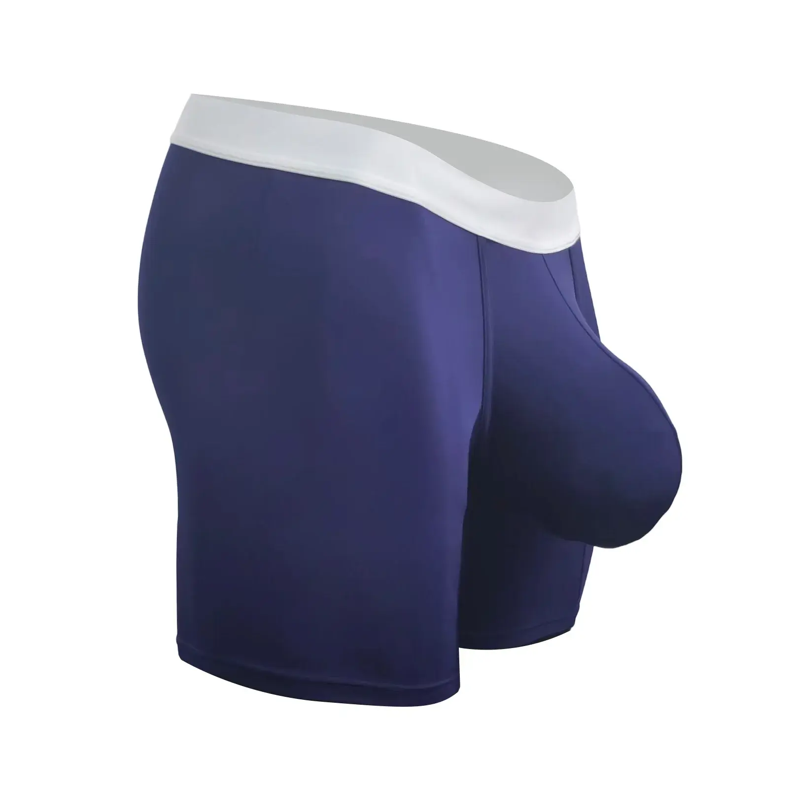 Cueca boxer masculina de seda gelo, bolsa extra profunda respirável, longa corrida, esporte, academia, roupa íntima, anti-atrito, livre de calções macios